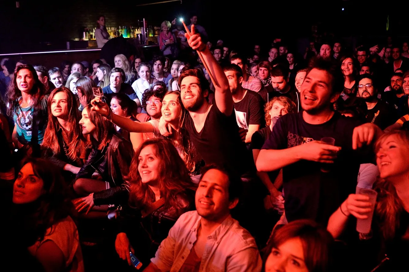 A crowd at a live music venue